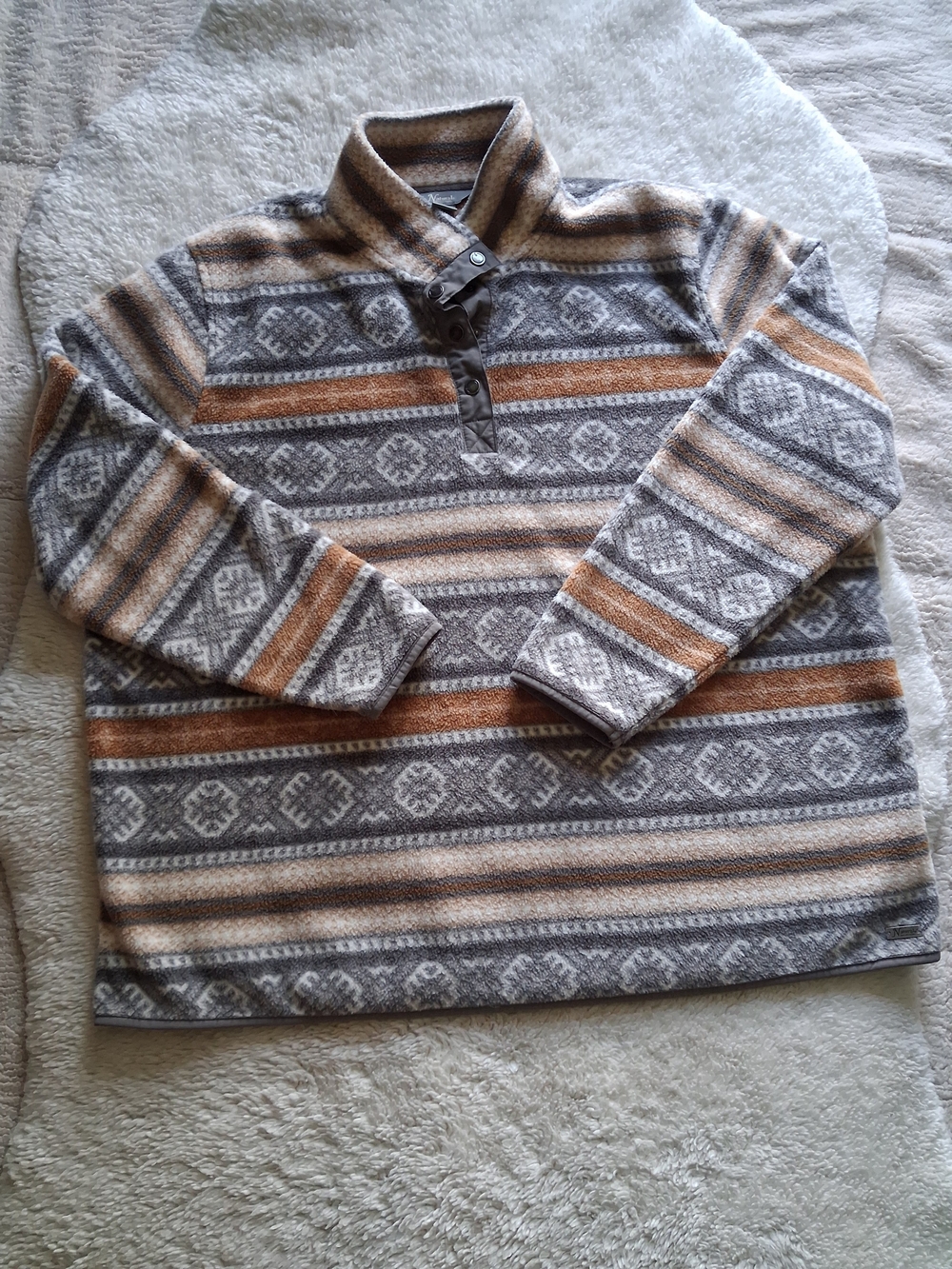 Natural Reflections Men's Gray and Brown Striped Zip-Neck Sweater